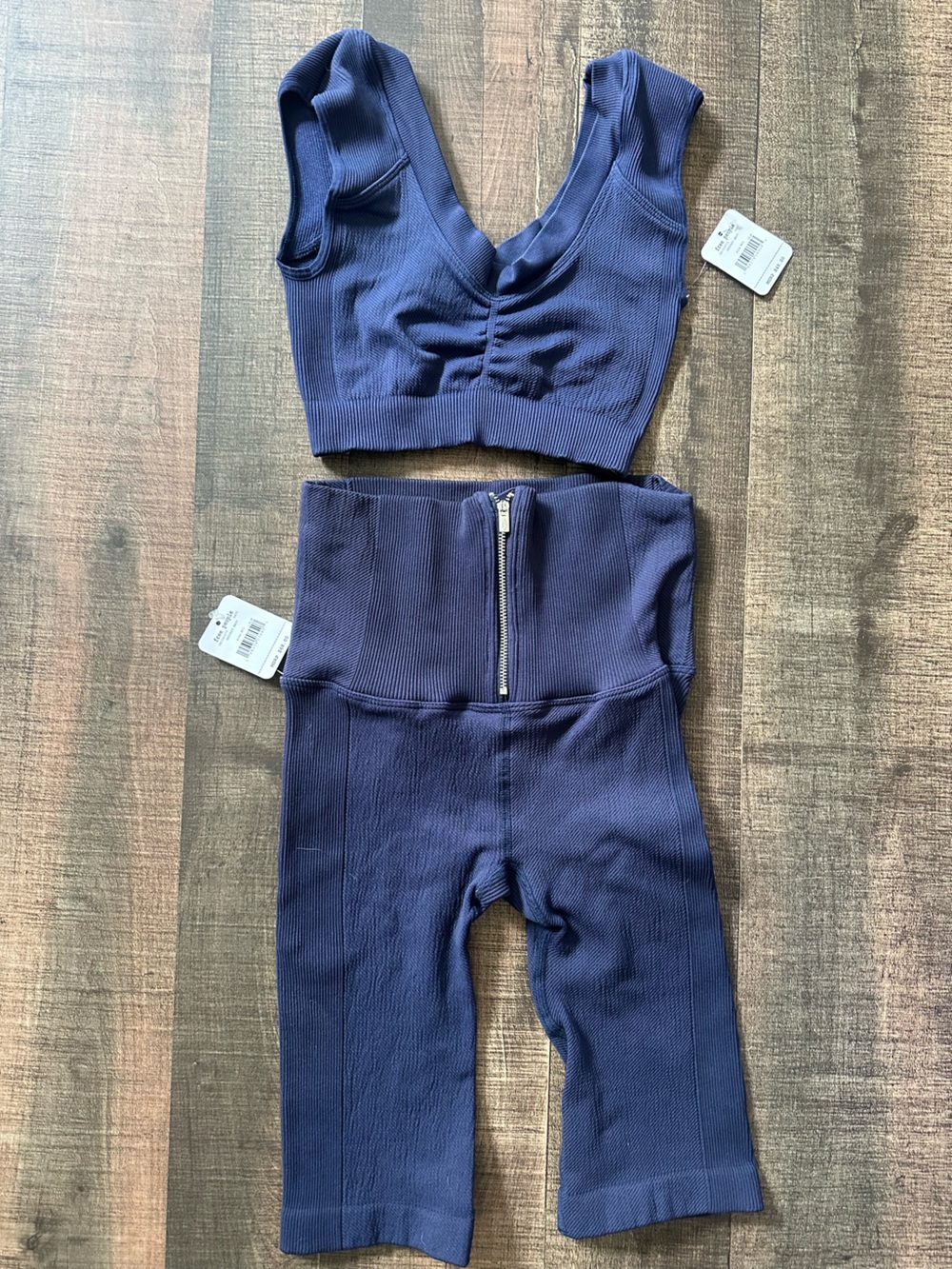 Free People Deepest Navy Ribbed 2-piece active set
